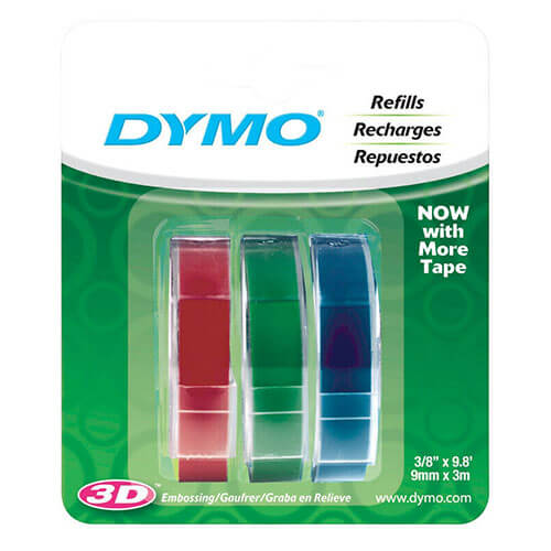 Dymo embossingtape label 9mmx3m (3pk)
