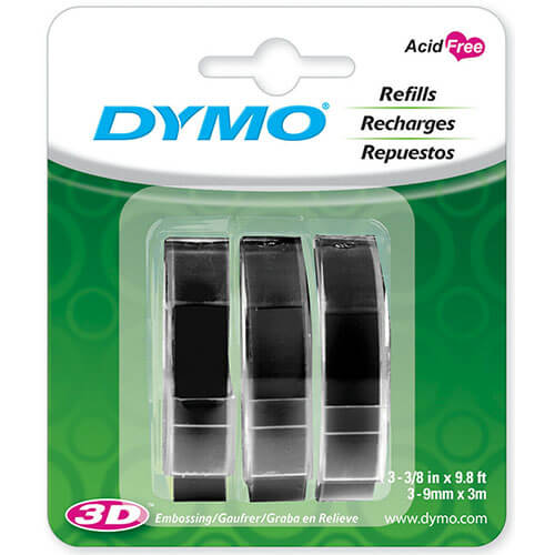 Dymo Embossing Tape Label 9mmx3m (3pk)