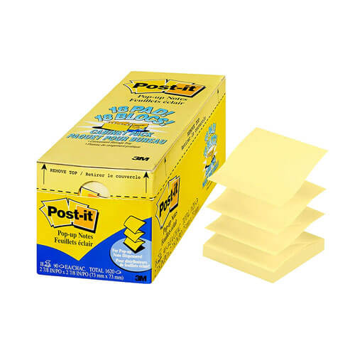 Post-it Cabinet Pack Pop-up Notes 76x76mm (18pk)
