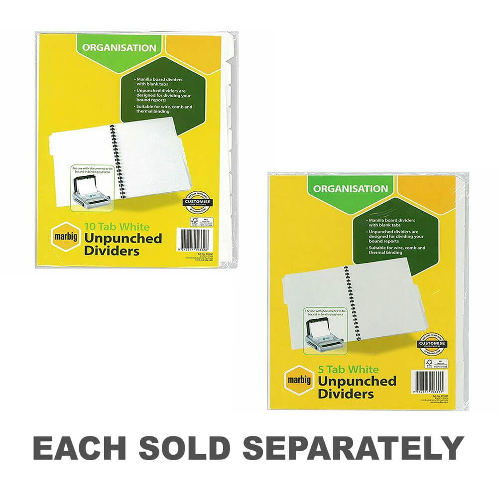 Marbig Unpunched Dividers A4 (White)