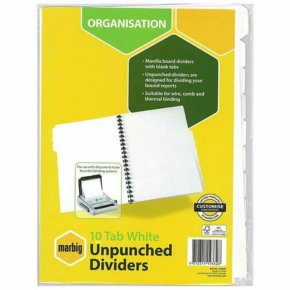 Marbig Unpunched Dividers A4 (White)