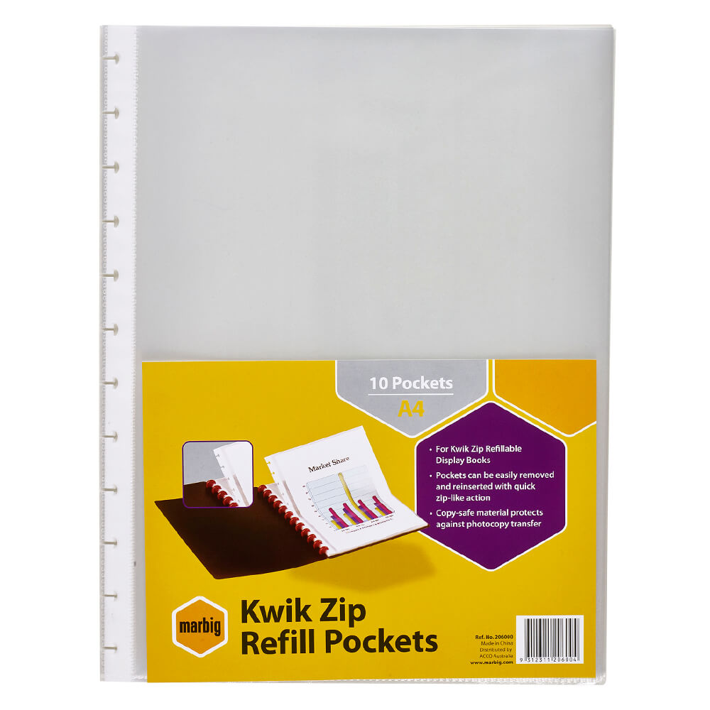 Marbig Display Book Refill Pockets 10pk (A4)