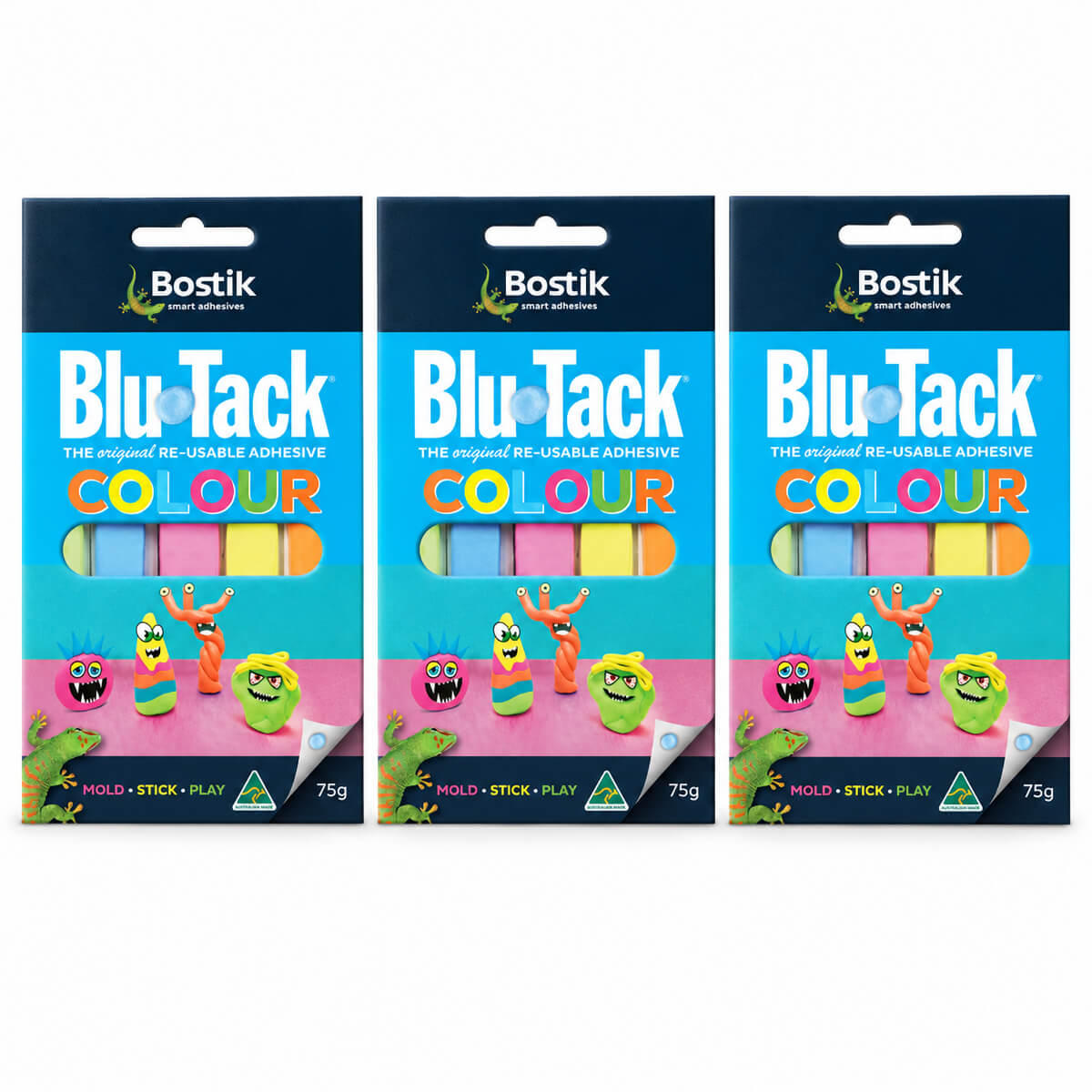 Bostik Colour Blu Tack 75g (3 Pack)