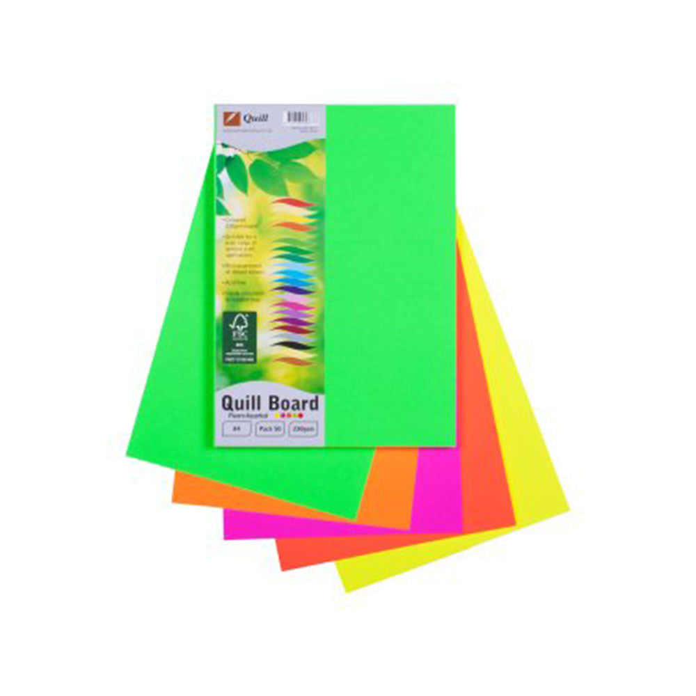 Quill A4 Fluoro Cardboard 230gsm (Pack of 50)