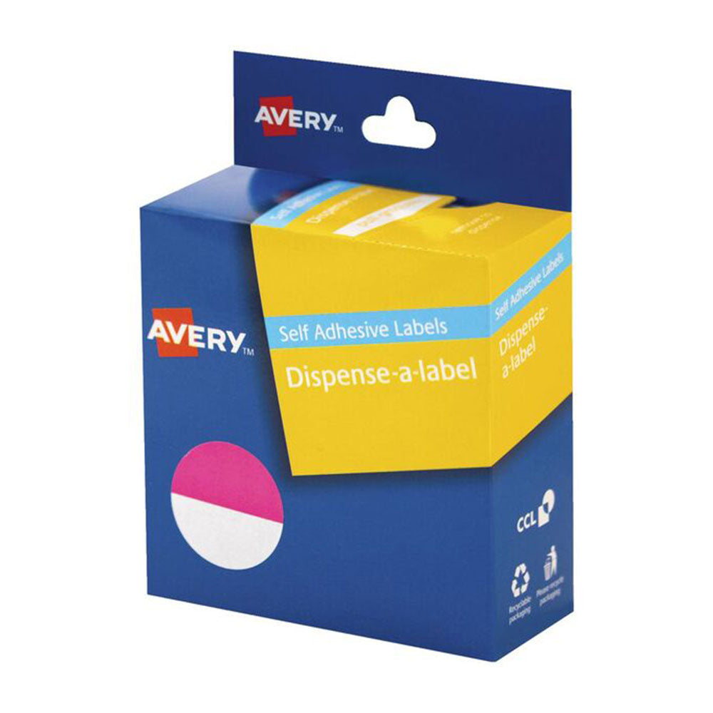 Avery Round Label Dispenser 24mm 500pk (Pink/White)