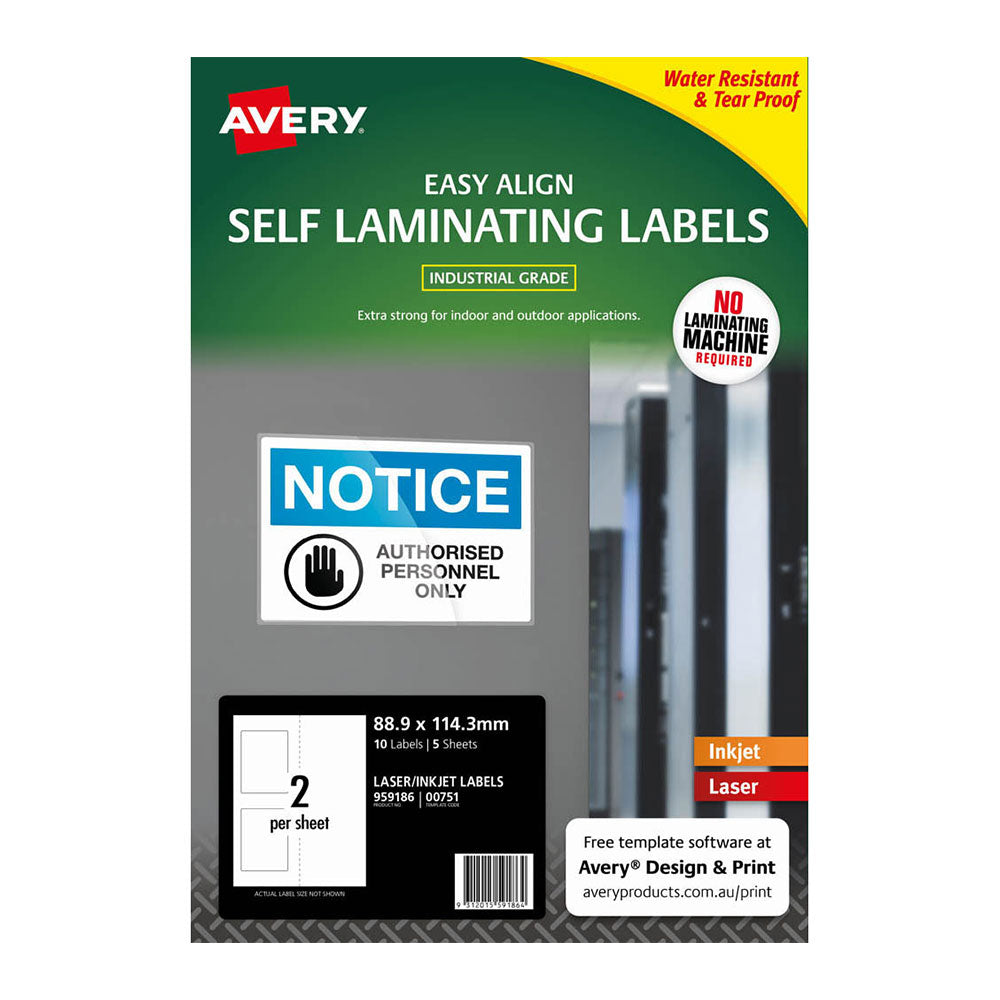 Avery Self Laminating Label 5pcs (89x114mm)