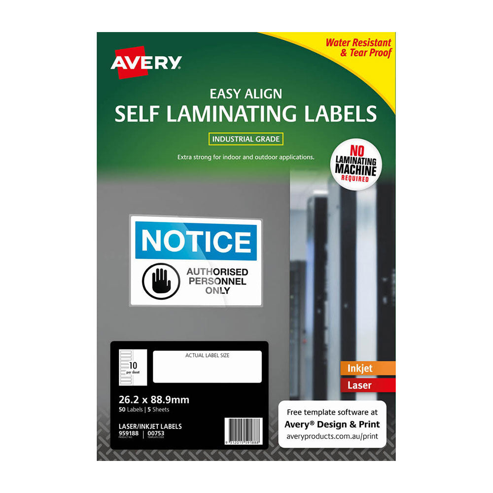 Avery Self Laminating Label 5pcs (26x88mm)