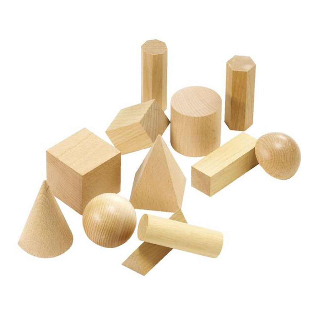 Geometric Solid Wooden Jar Toy (Set of 12)