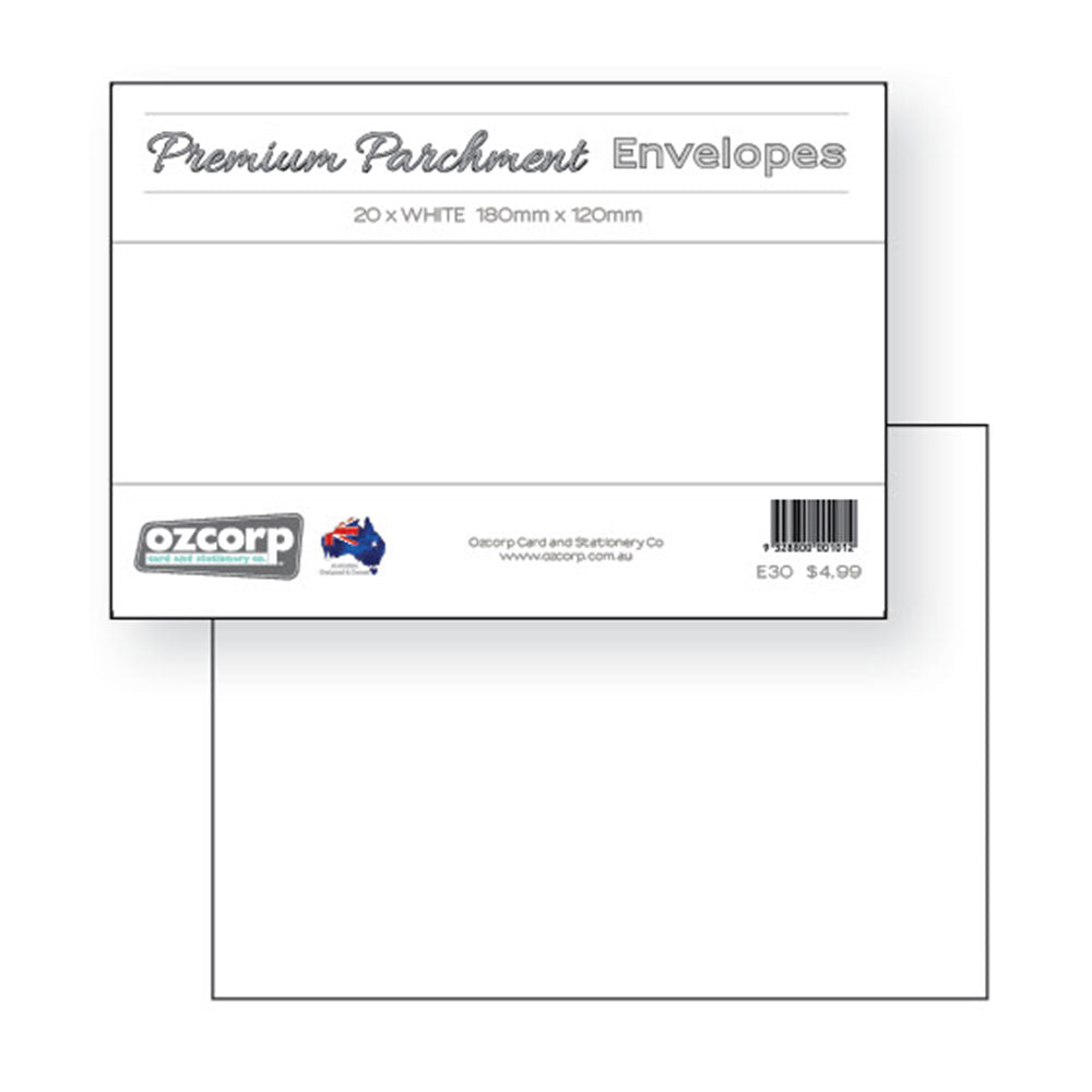 Ozcorp C6 Premium Pergamentumschläge 20 Stück (18 x 12 cm)