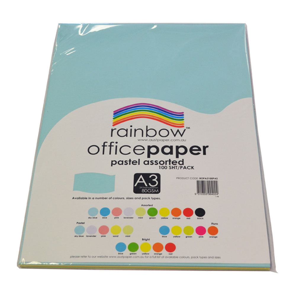 Rainbow A3 Pastel Copy Paper (Pack of 100)