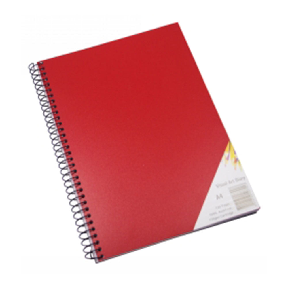 Quill A4 Spiral Visual Art Diary 60-Leaf (Red)