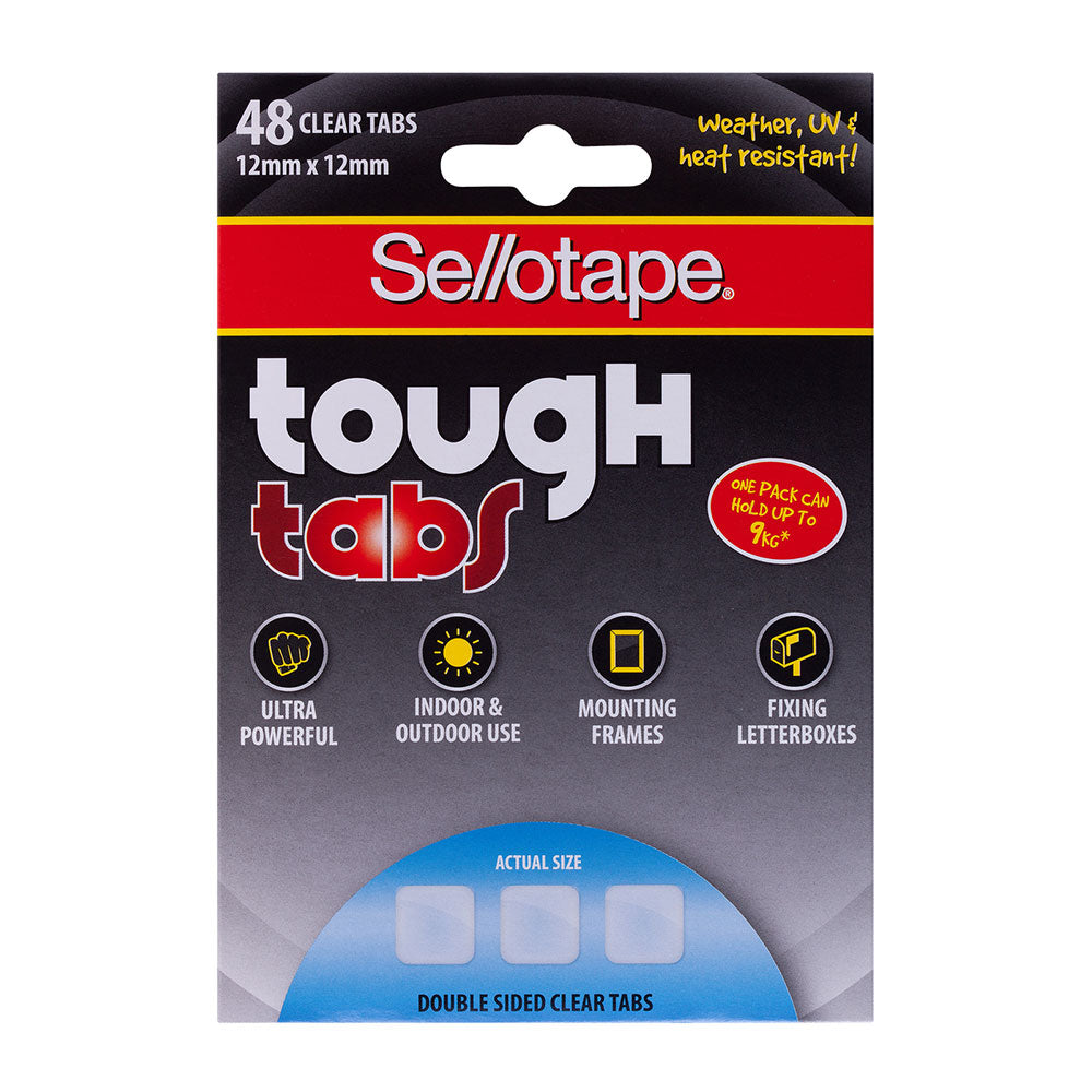 Sellotape Clear Double Sided Tough Tab 48pcs (12x12mm)