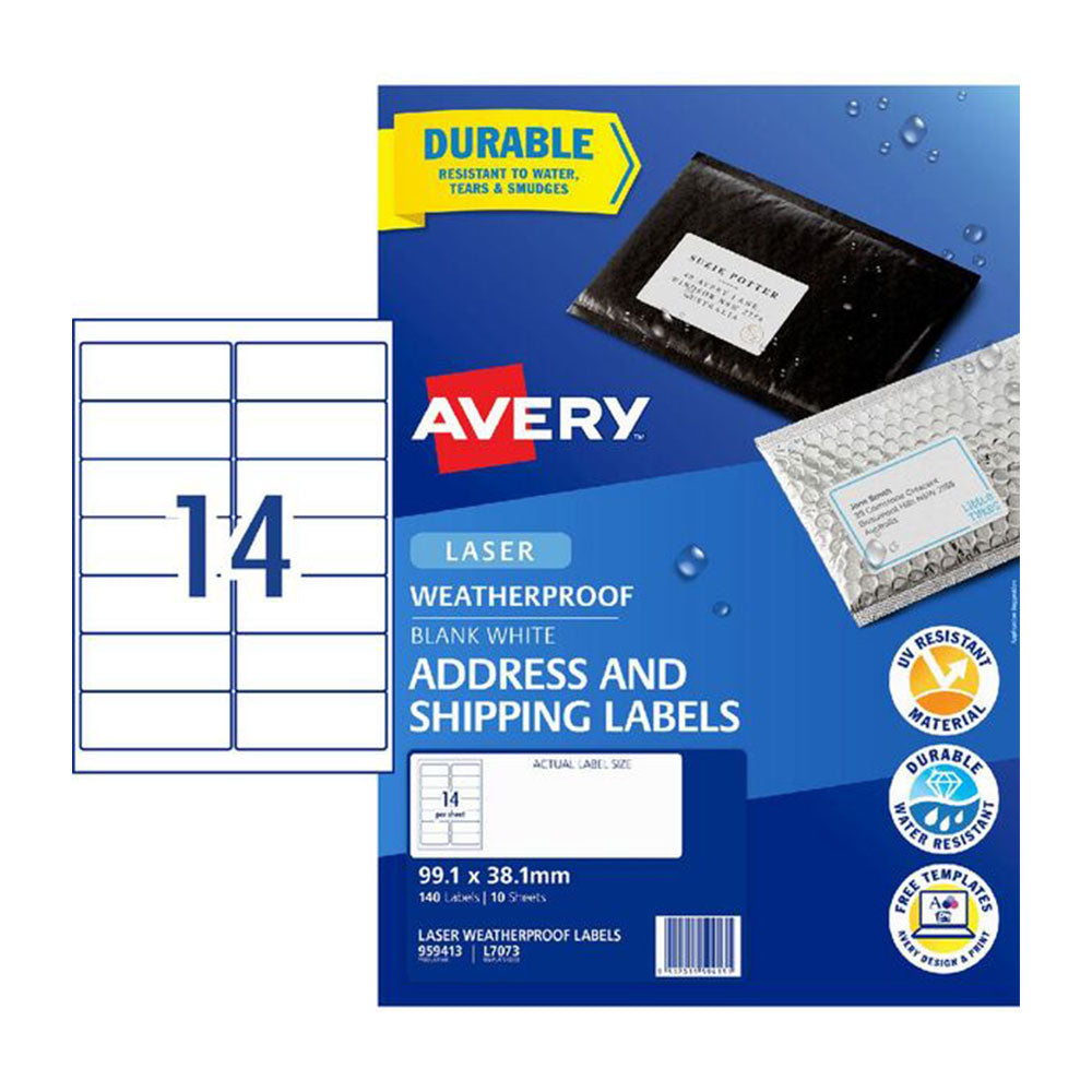 Avery Weatherproof White Address Label 10pcs (99x38mm)