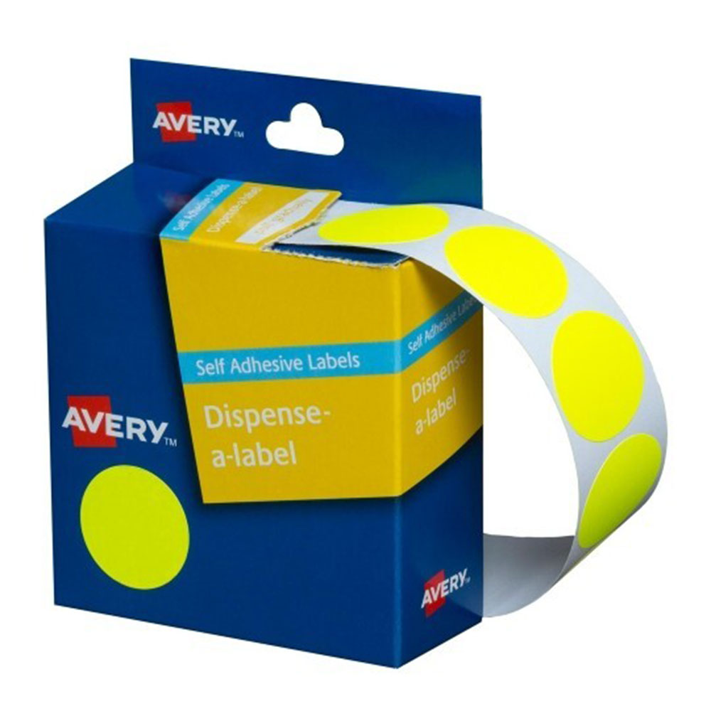 Avery Self-Adhesive Yellow Dot Label Dispenser Pack 24mm