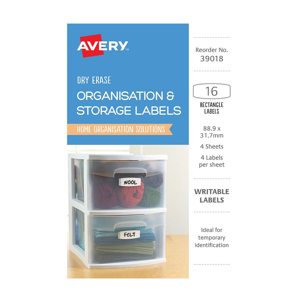Avery Erase Organize Rótulos 16pcs (89x32mm)