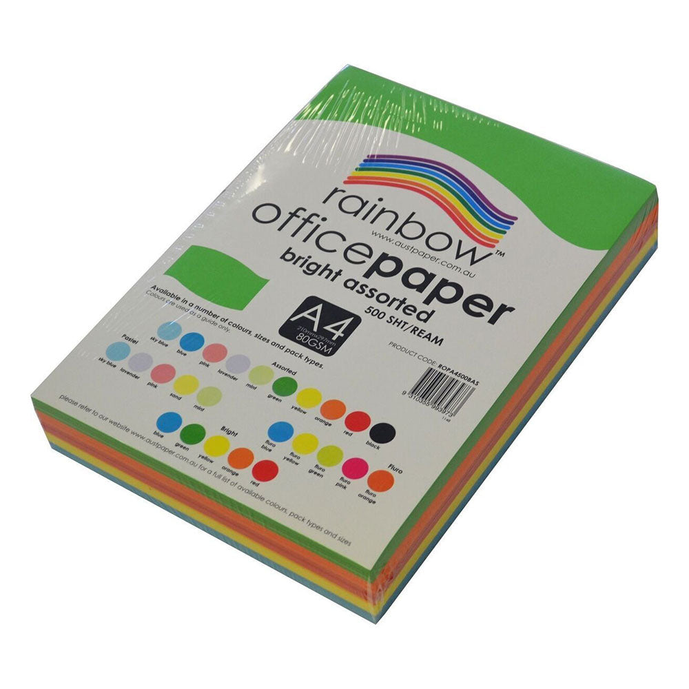 Rainbow A4 Bright Copy Paper (1 Ream)