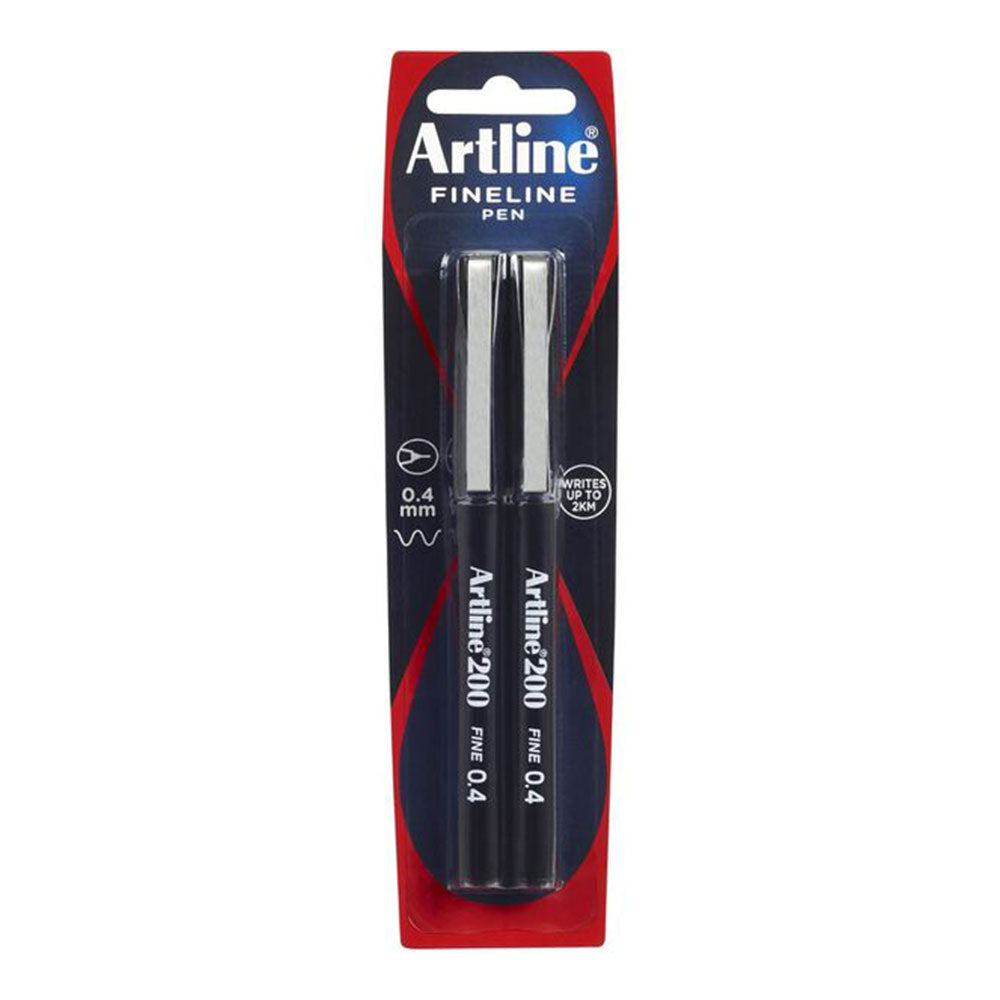 Artline 200 Fineline Pen 0.4mm 2pcs (Black)