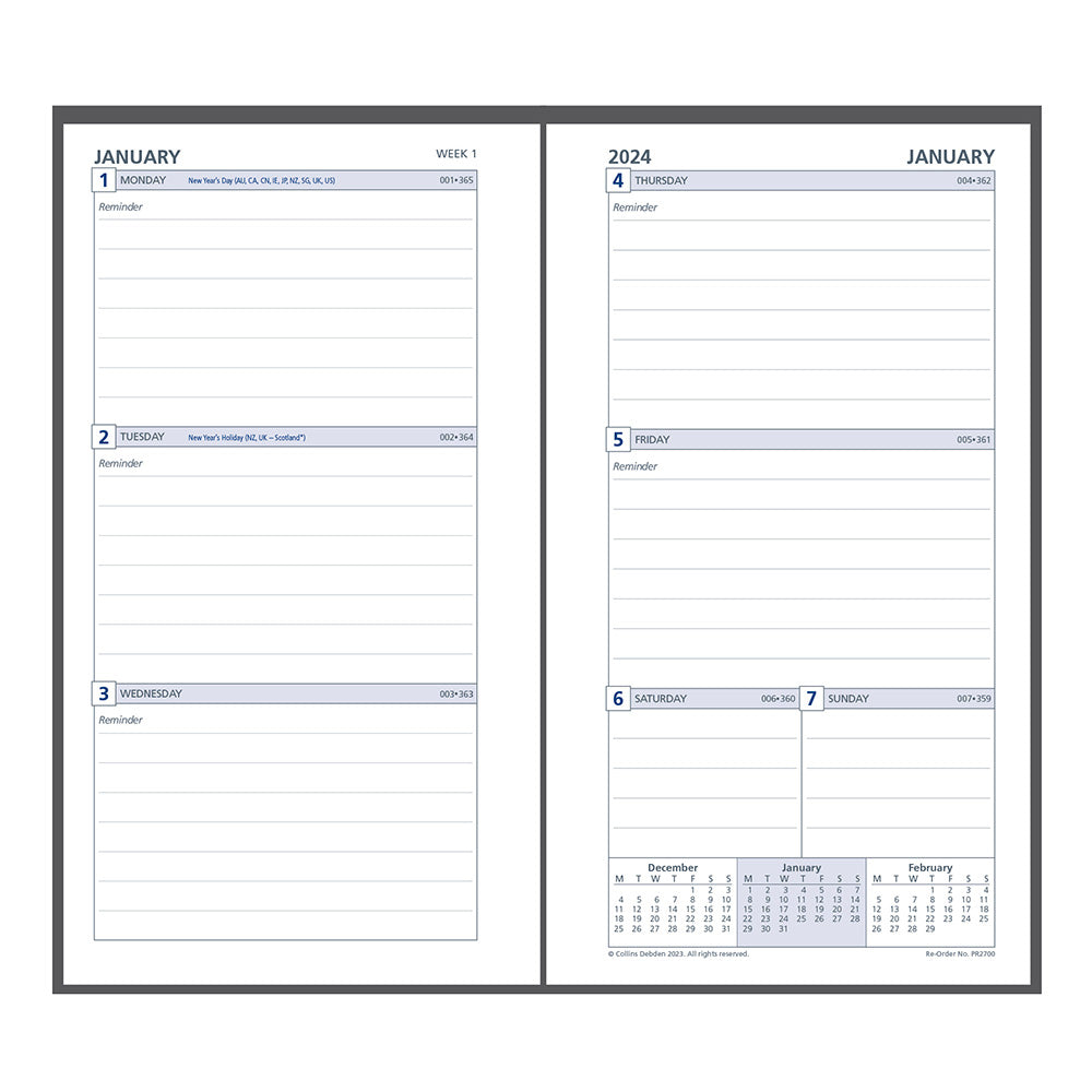 Collins Debden Personal 6-Ring WTV 2024 Dayplanner Refill