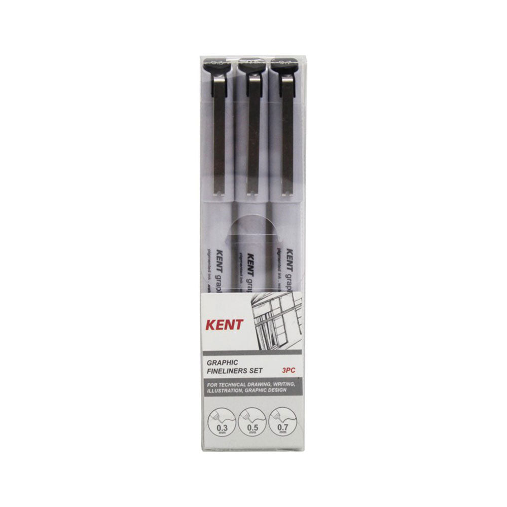 Kent Graphic Fineliner Pen Set (Pack of 3)