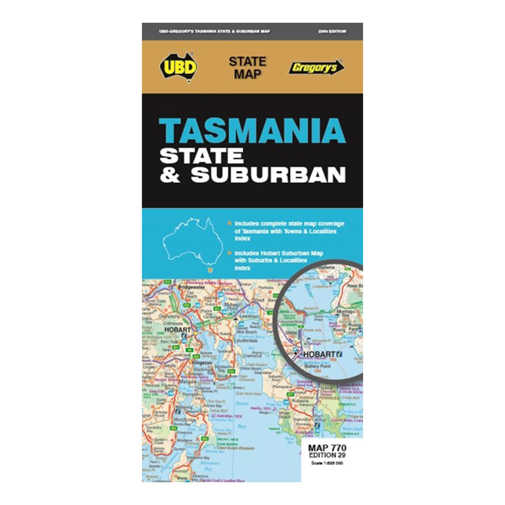 UBD Gregory's 29th Edition Tasmania State & Suburban Map