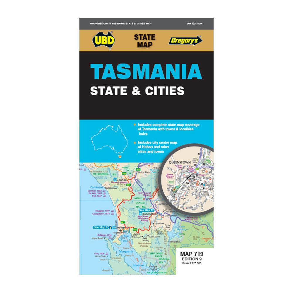 UBD Gregory's 9e editie Tasmanië-kaart