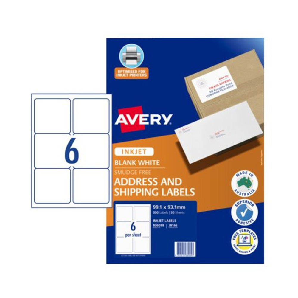 Avery Inkjet Trueblock Shipping Label 50pcs (6 per Sheet)