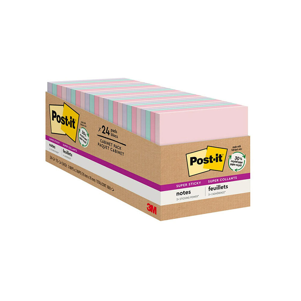 Post-it Wanderlust Pastel Super Sticky Notes (Pack of 24)