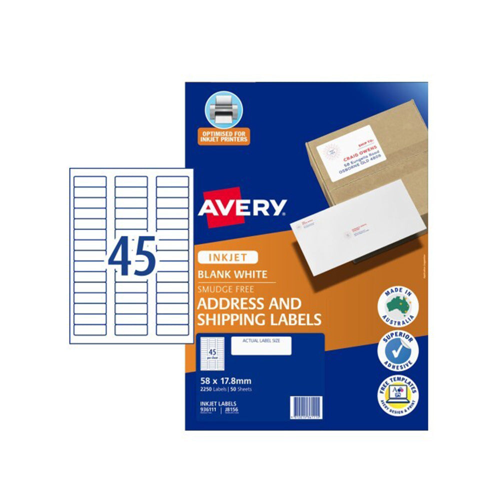 Avery Label for Inkjet Printer 50pcs