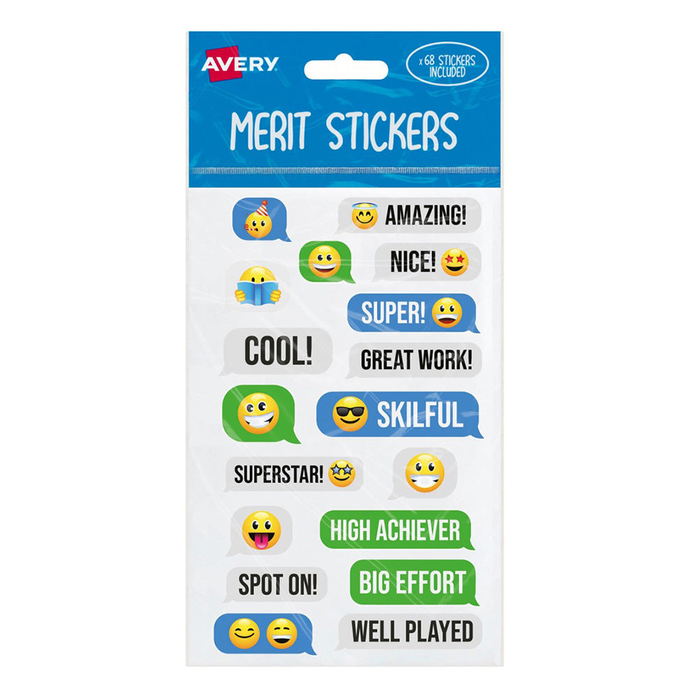 Avery Messaging Shapes Merit Stickers 68pcs