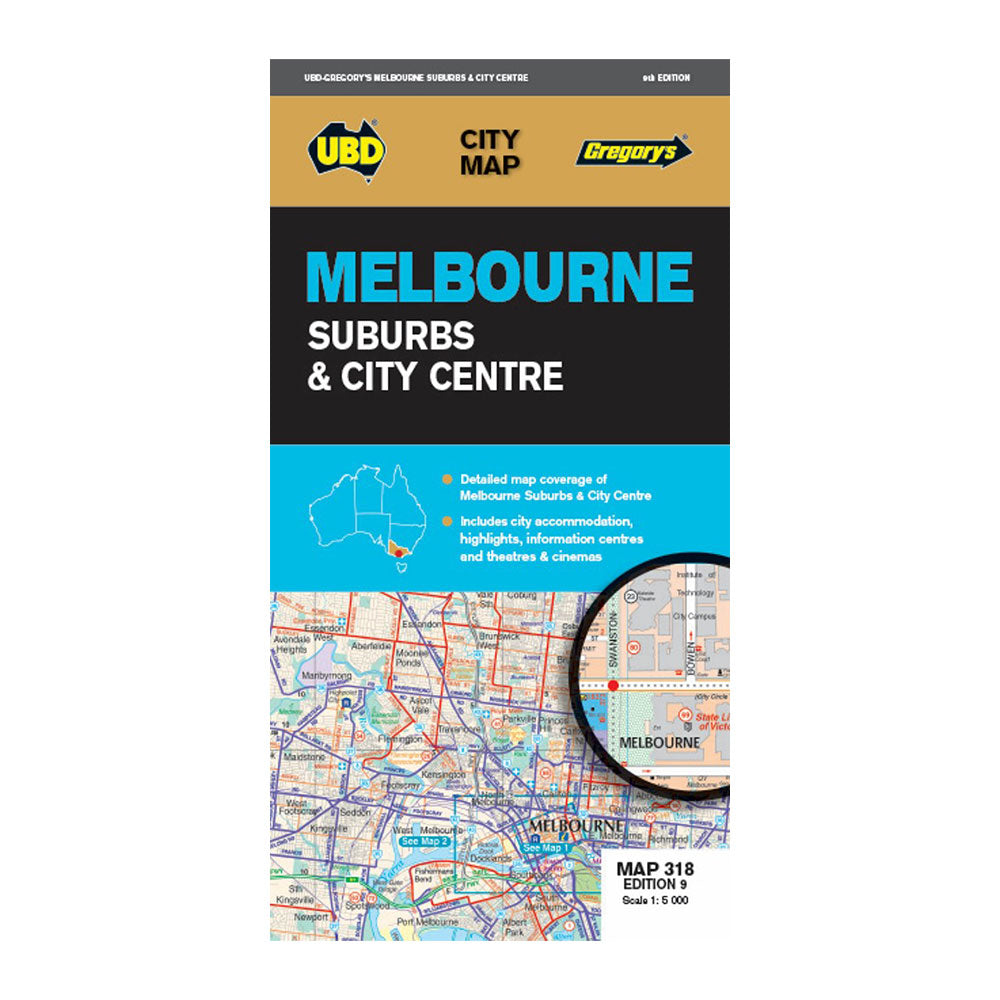 UBD Gregory's 9th Ed Melbourne Suburbs & City Centre Map