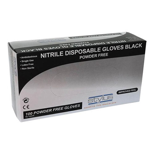 Stylus Disposable Nitrile Gloves 100pcs (Black)