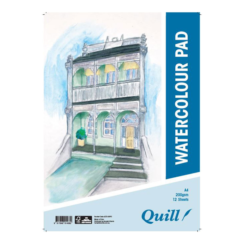 Quill 200gsm Watercolour Pad 12pg (A4)
