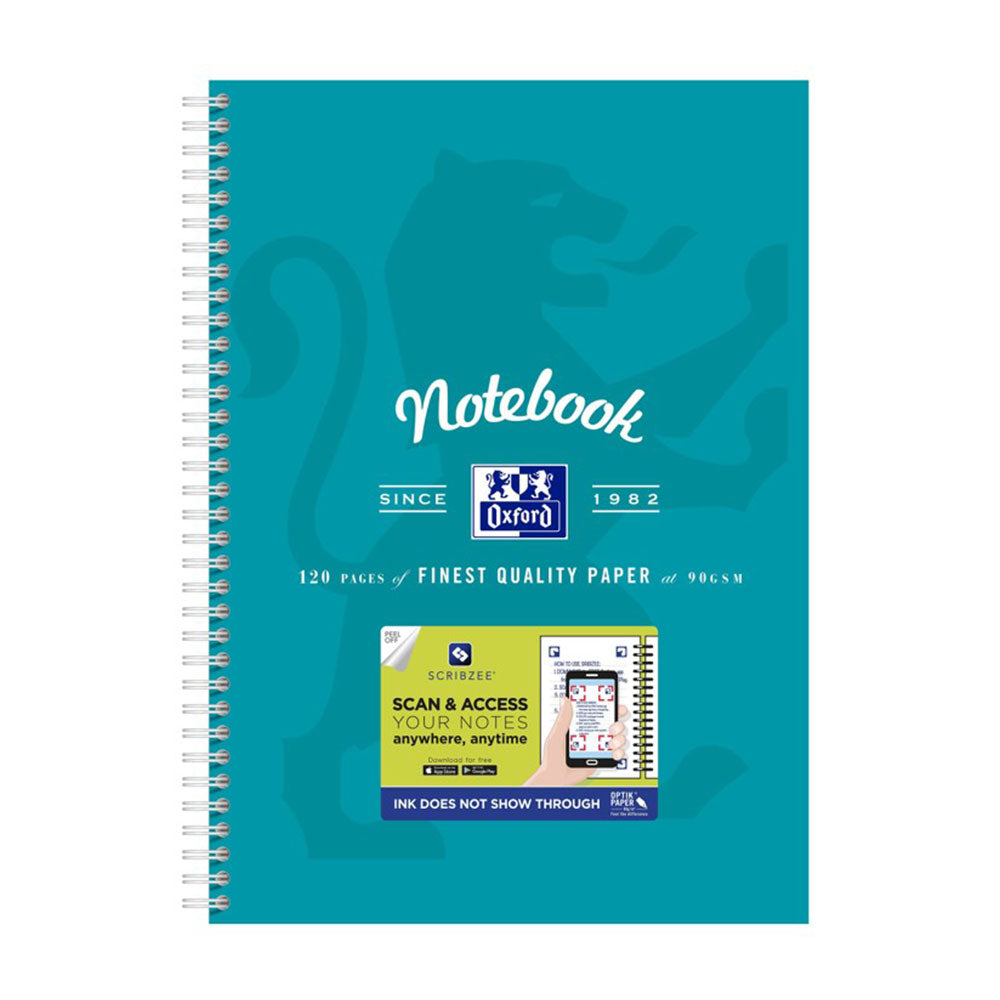 Oxford Scribzee Compatible Notebook Book A4 (Aqua)