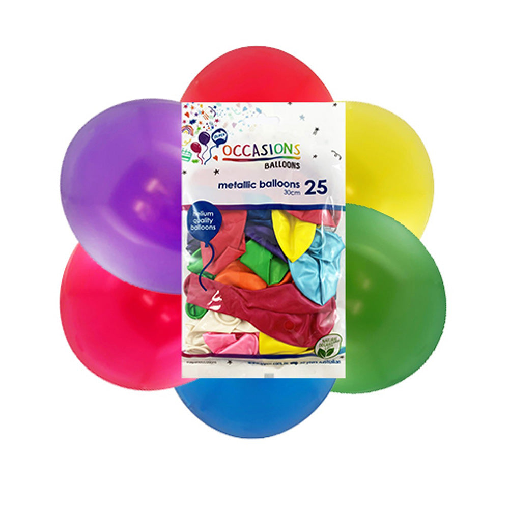 Alpen Metallic Coloured Balloons 30cm (Pack of 25)