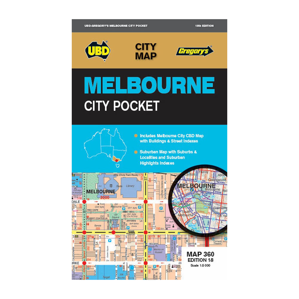 UBD Gregory's 18th Edition Melbourne City Pocket Map