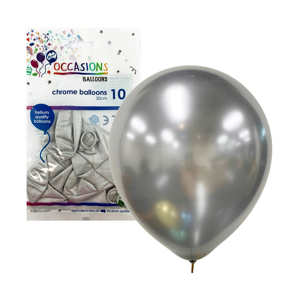 Alpen Chrome Balloons 30cm (Pack of 10)