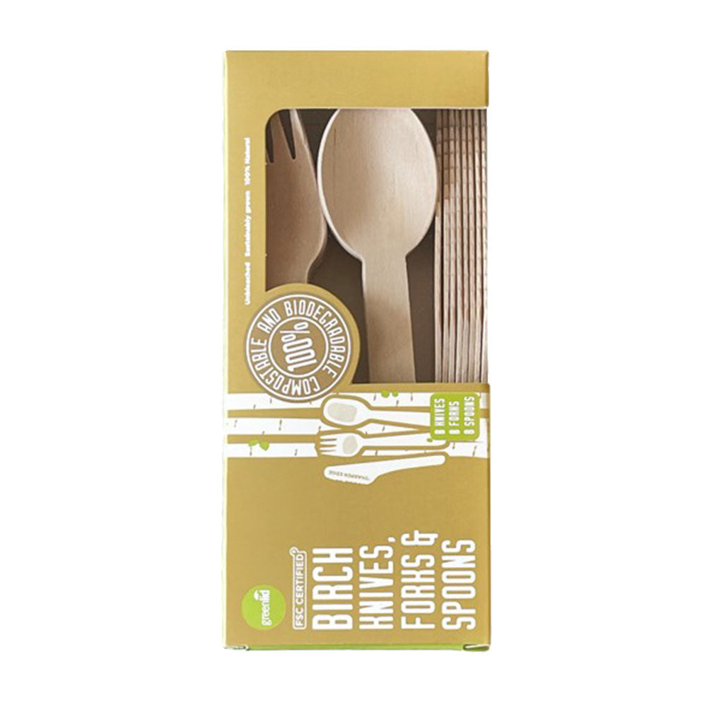 Greenlid Birch Wrapped Cutlery Pack (Pack of 24)