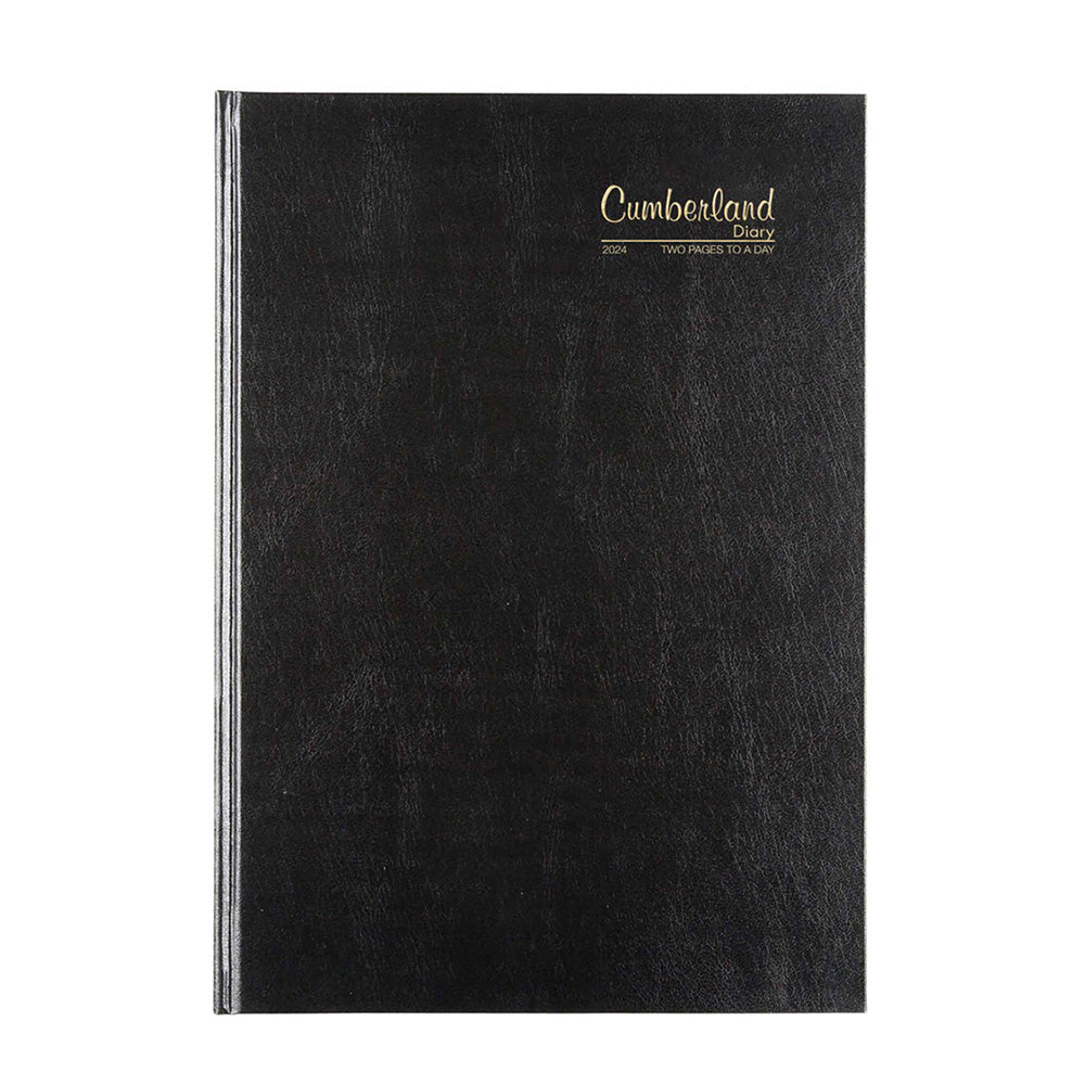 Cumberland A4 2PTD Premium Casebound 2024 Diary (Black)