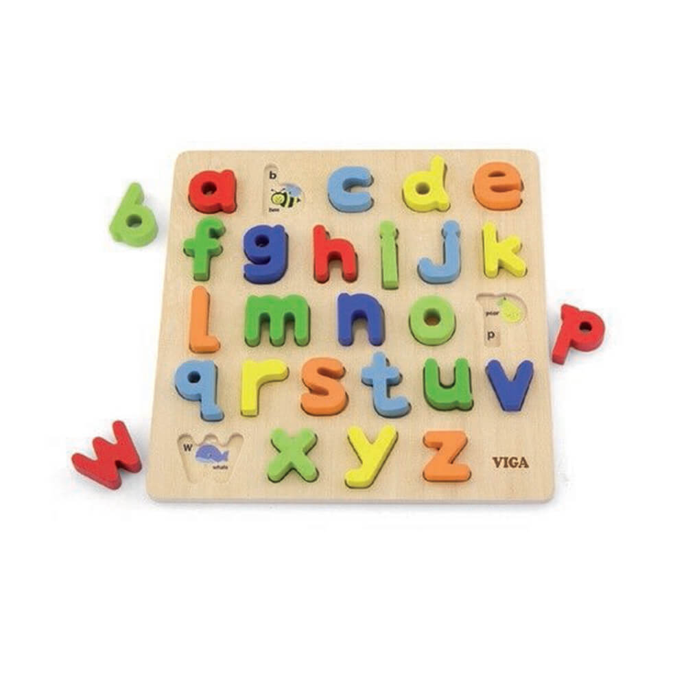 Viga treblokk puslespill alfabet små bokstaver