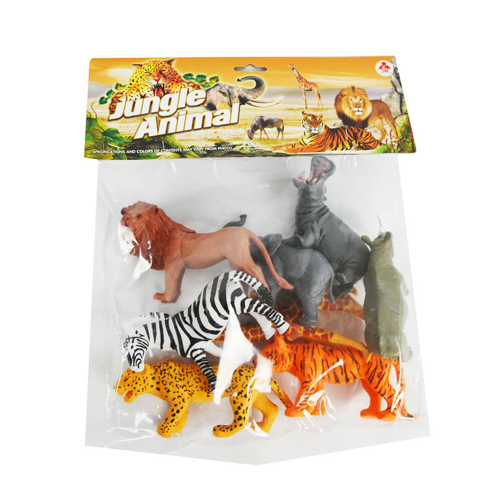 6pz. Animali della giungla giocattolo in borsa