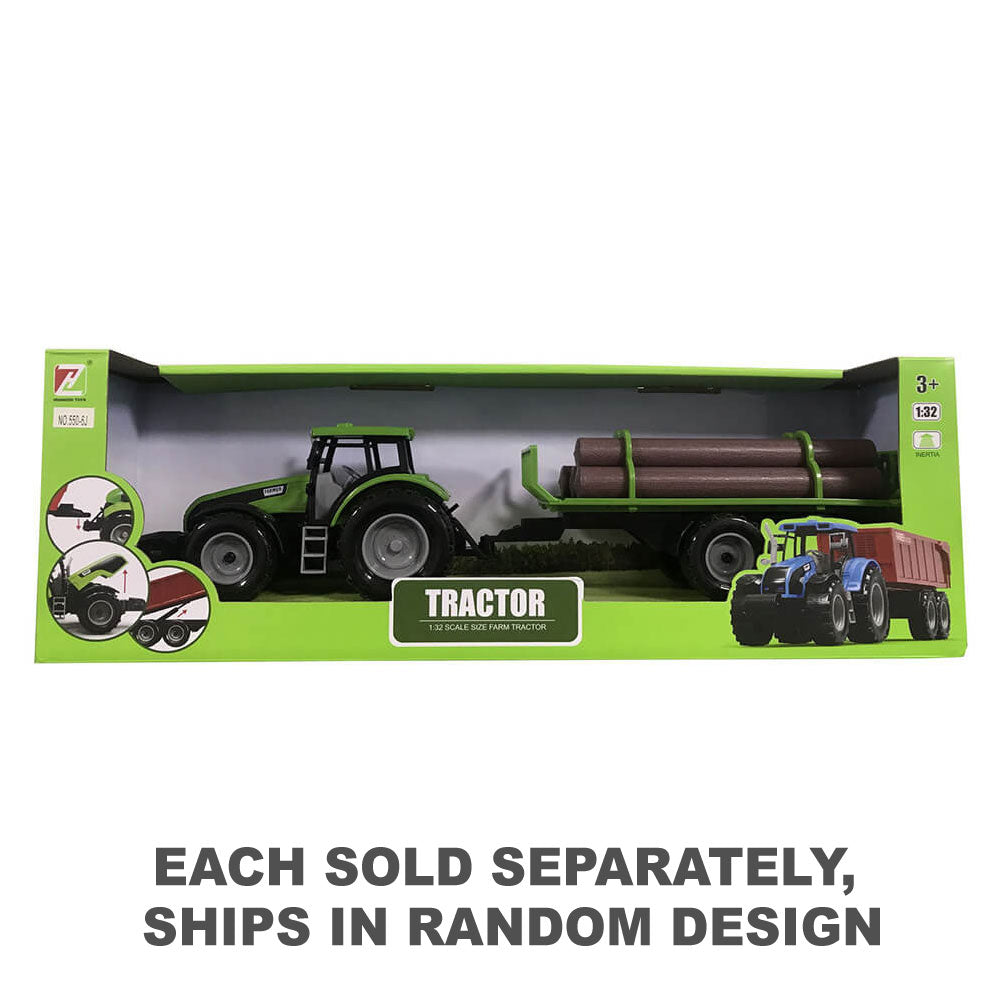 Friction Farm Toy Tractor with Trailer