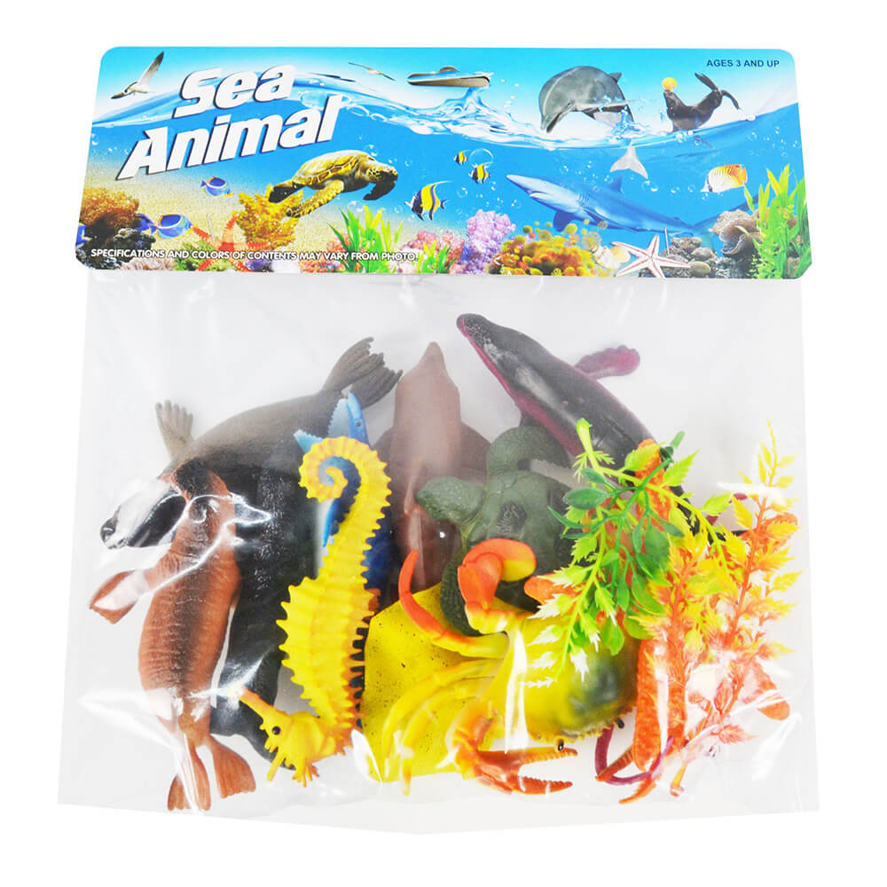 12 piezas. Animales marinos de juguete en bolsa