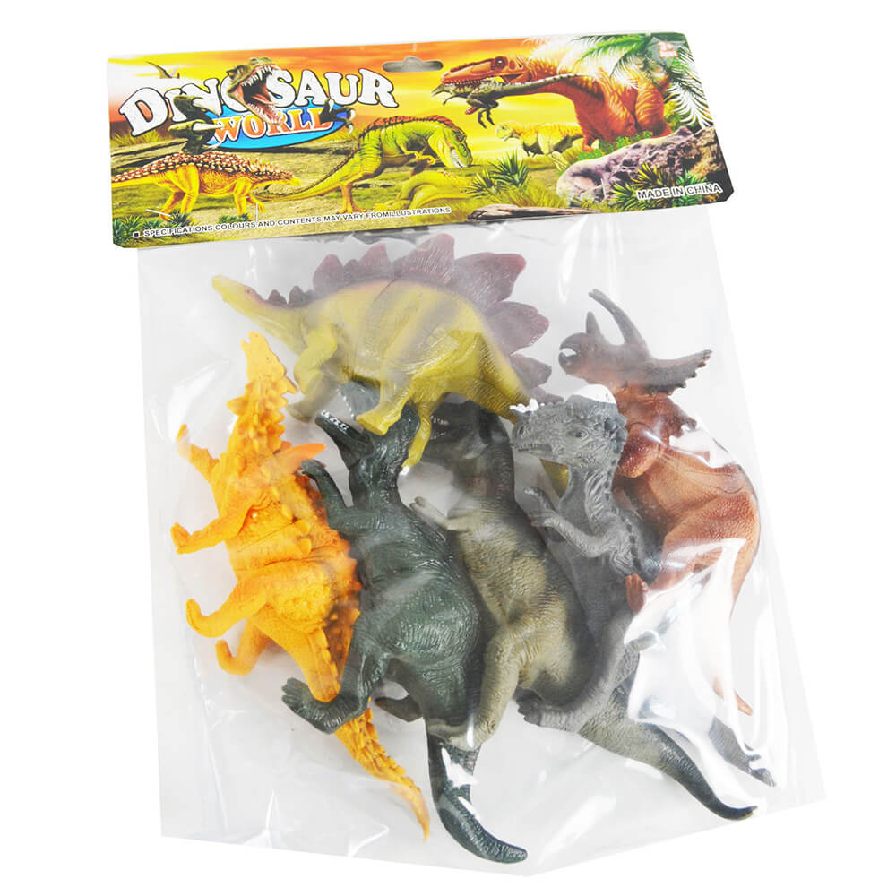 6 piezas. Dinosaurios de juguete grandes en bolsa