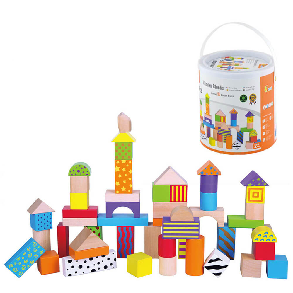 Fun Factory 50pc Coloured Wooden Blocks in Tub