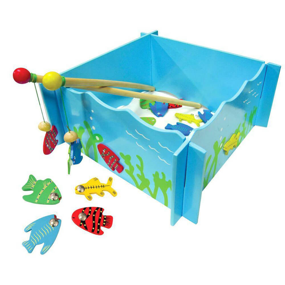 Fun Factory Wooden Fishing Game w/ 4 Magnetic Rods