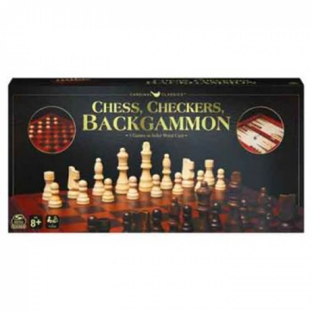 Classic Games Deluxe Backgammon Chess & Checkers