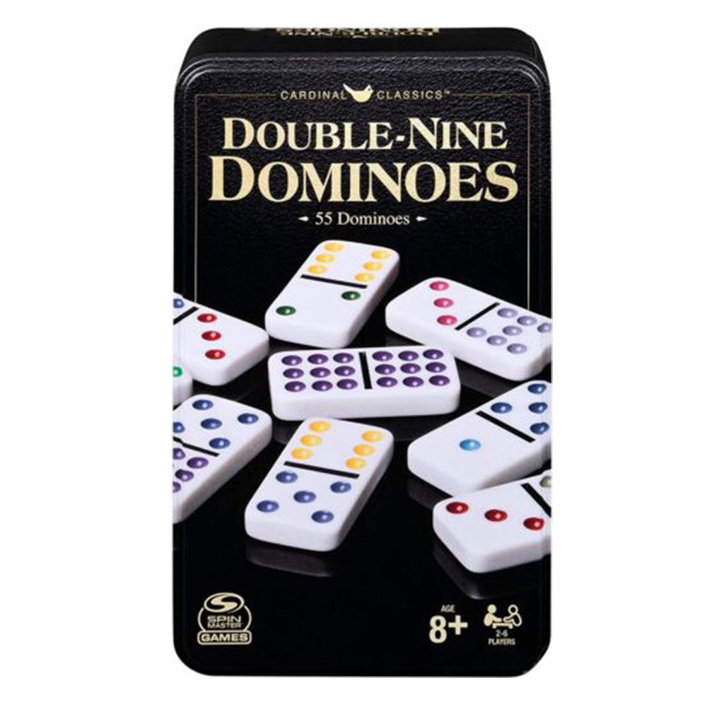 Classic Double 9 Coloured Dominoes in Tin