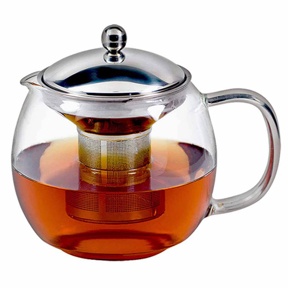 Teekanne aus Ceylon-Glas, Teesieb aus Edelstahl