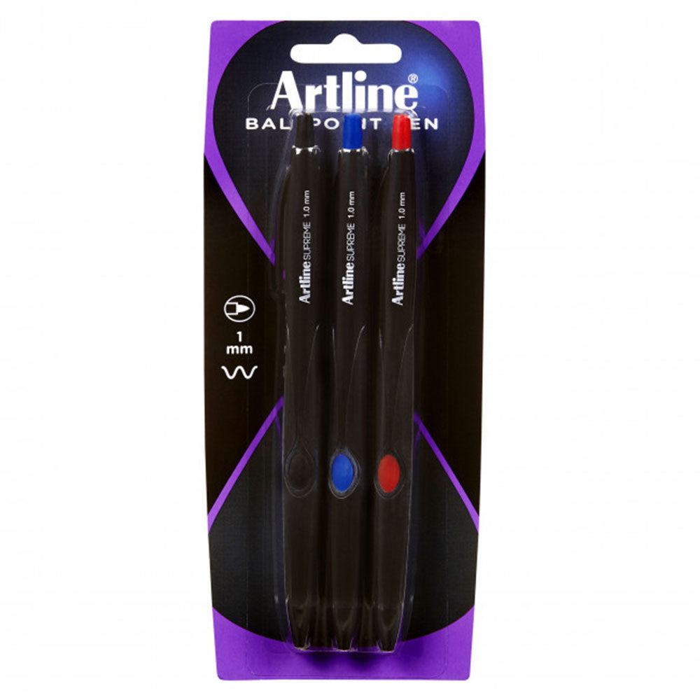 Artline Supreme Retractable Pen 3pk