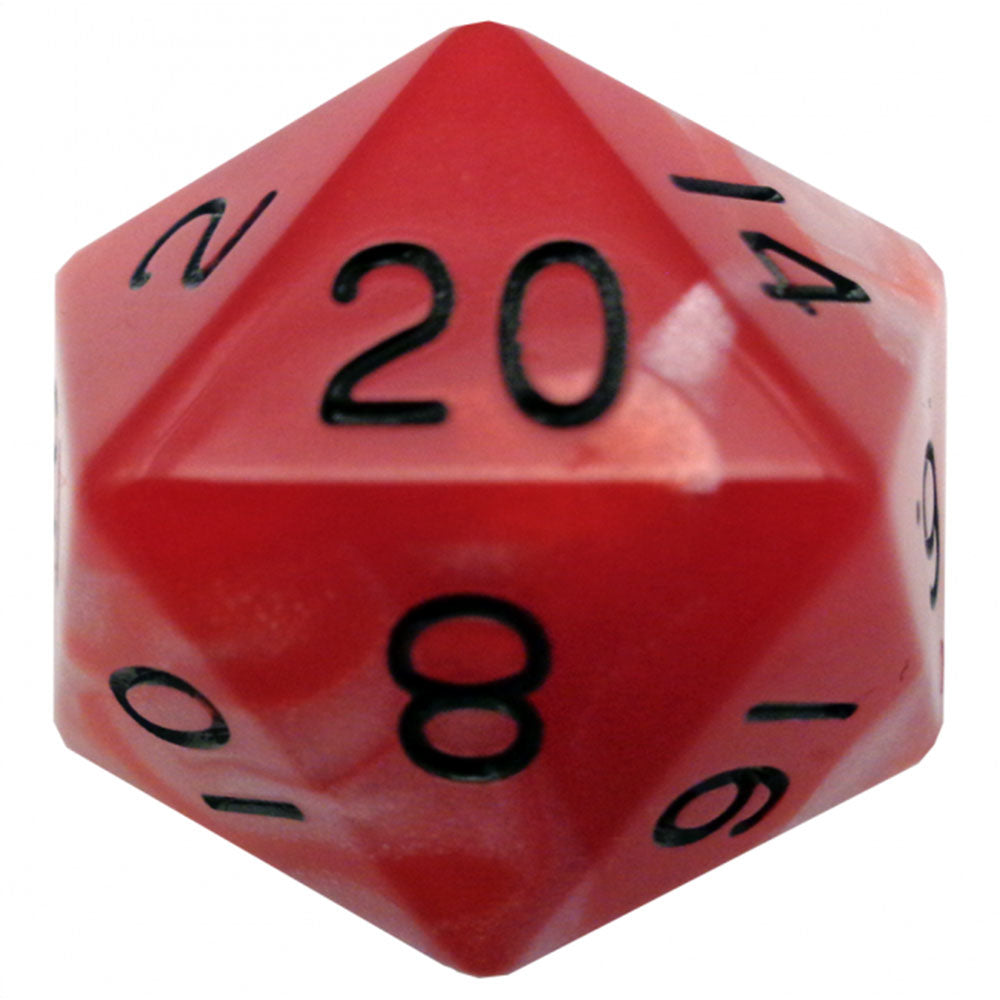 MDG 35mm Mega Acrylic d20 Red & White Dice w/ Black Numbers